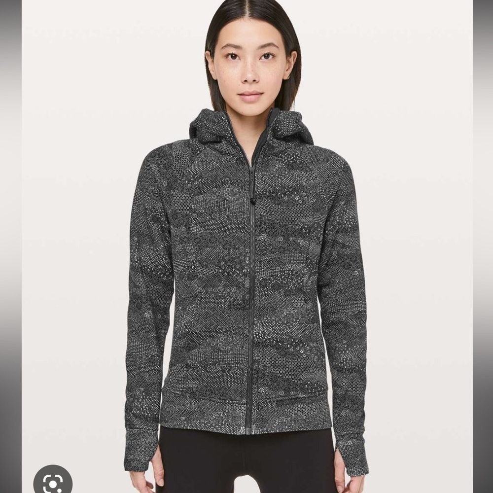 Lululemon Full Zip Floral Print Cotton Fleece Hoodie